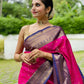 DEIANA'S Beautiful Designer Golden zari Soft Lichi Silk Saree - Pink - Swadesiicart
