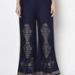 Aniyah Rayon Navy Blue Color Gold Print Flared Slip-On Palazzo (AN-193K)