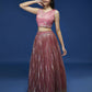 House of Panchhi Rose Gold Net Sequinse Work Lehenga & Blouse, Dupatta | Swadesiicart