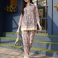 Pink & Beige Rayon Floral Printed Top with Matching Bottom - Eesha - Swadesiicart