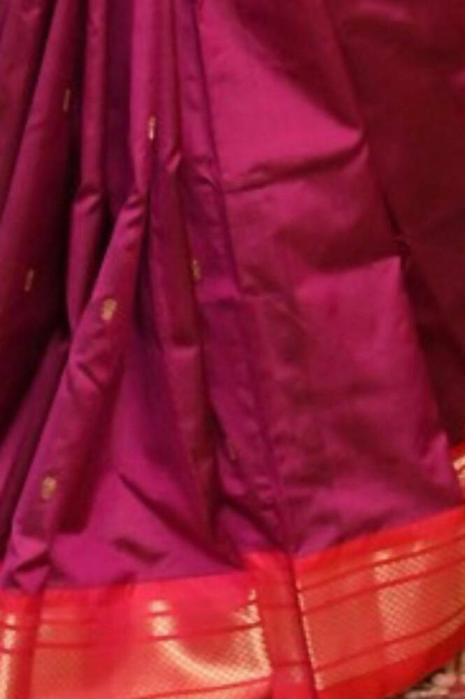 Very Much Indian Pure Silk Paithani With Most Magenta With Contrast Pink | Swadesiicart