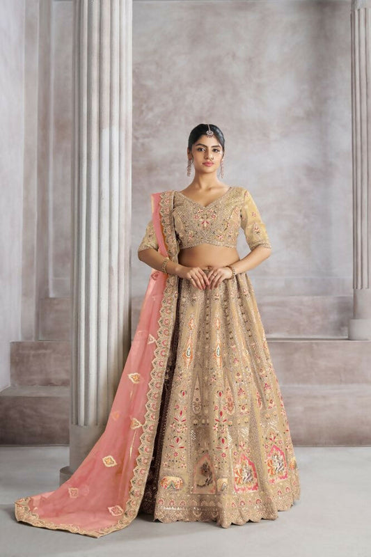 Kesar Fab Light-Baby-Pink Banarasi Silk Hand_Woven Lehenga | Swadesiicart