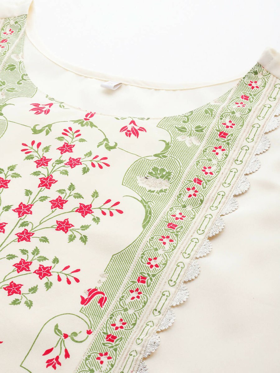 Ahalyaa Women's Traditional wear Kurta - Off-White | Swadesiicart