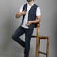 Even Apparels Checked Waistcoat With Welt Pockets - Navy Blue | Swadesiicart