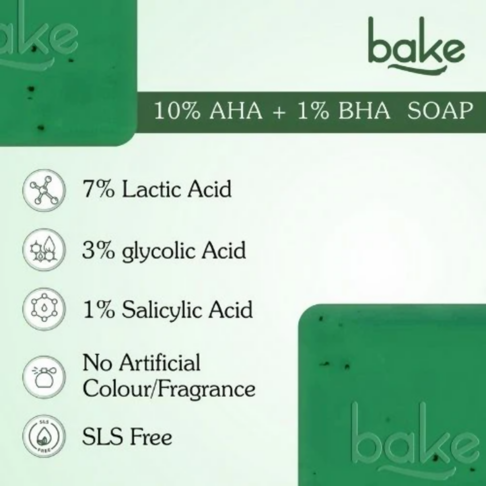 Bake 10% AHA + 1% BHA Scrub Treatment Soap | Swadesiicart