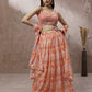 House of Panchhi Peach Organza Floral Printed Lehenga choli & Dupatta | Swadesiicart