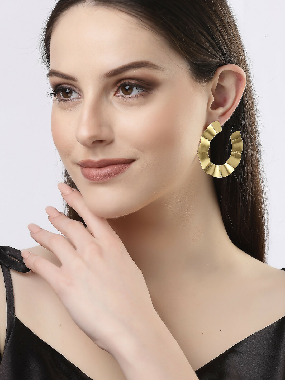 NVR Women Gold-Polished Contemporary Drop Earrings - NR Retail-NVR