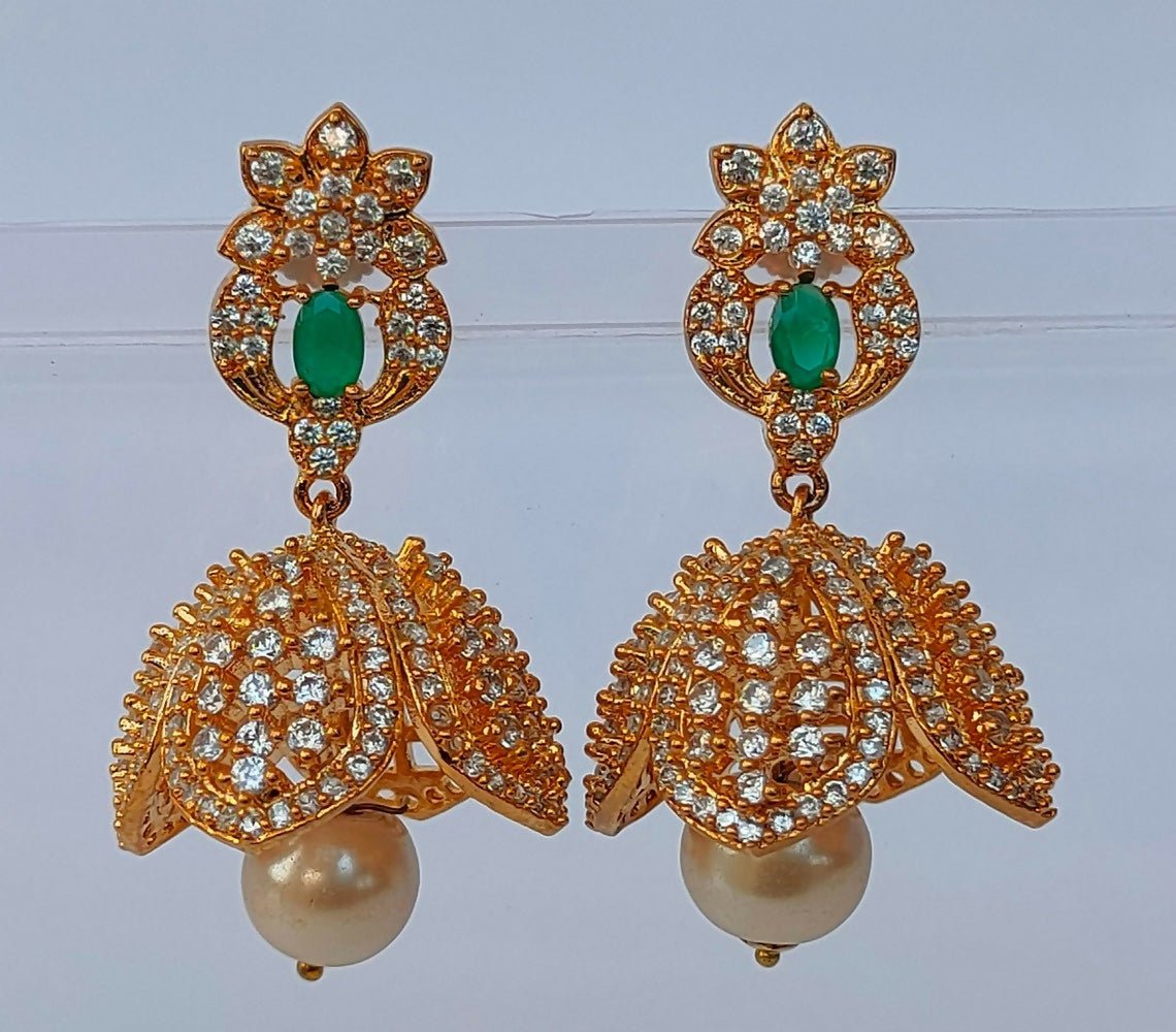 AD Emerald Jhumkas - Mokshi Collections