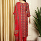 Jyoti Fashion Women's Red Pashmina Floral Digital Printed Kurta with Trouser & Dupatta | Swadesiicart