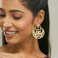 Nuyug 22K Gold-Plated Elegant Kundan Stone Studded & Pearl Beaded Chandbalis | Swadesiicart