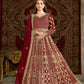 Anaita Maroon Embroidered Net Stitched Anarkali Suit