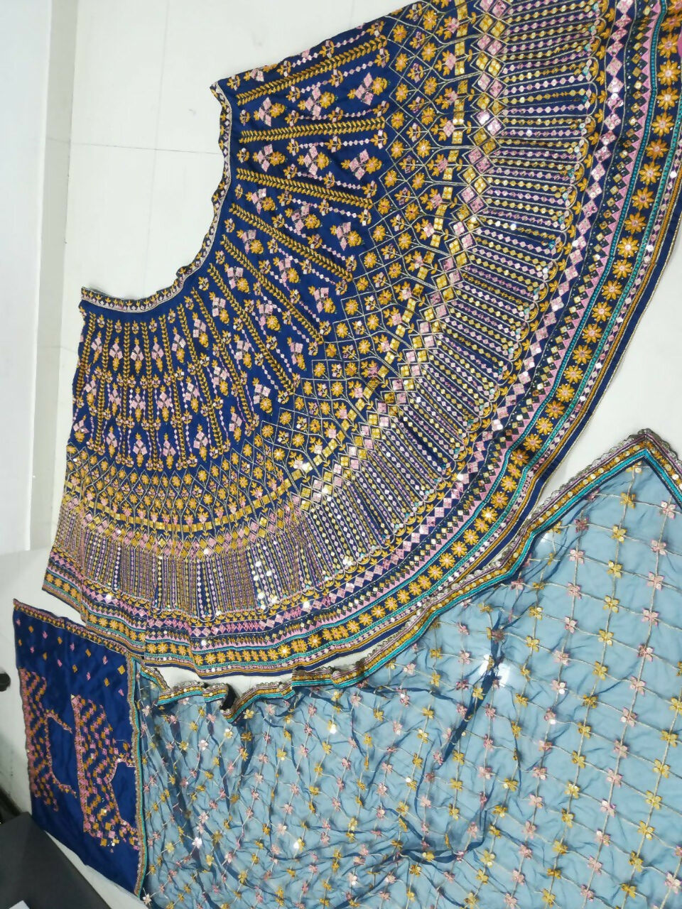 Jyoti Fashion Outstanding Blue Chinon 3MM, 9MM Sequins with Thread & Jari Embroidery Lehenga Choli with Dupatta | Swadesiicart