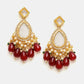 Ruby Raang Gold Polished Kundan Earrings With Maroon Stones | Swadesiicart