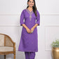 Purple Viscose Silk Embroidery with Thread and sequence Stitched Suit With Dupatta - Tanisha | Swadesiicart