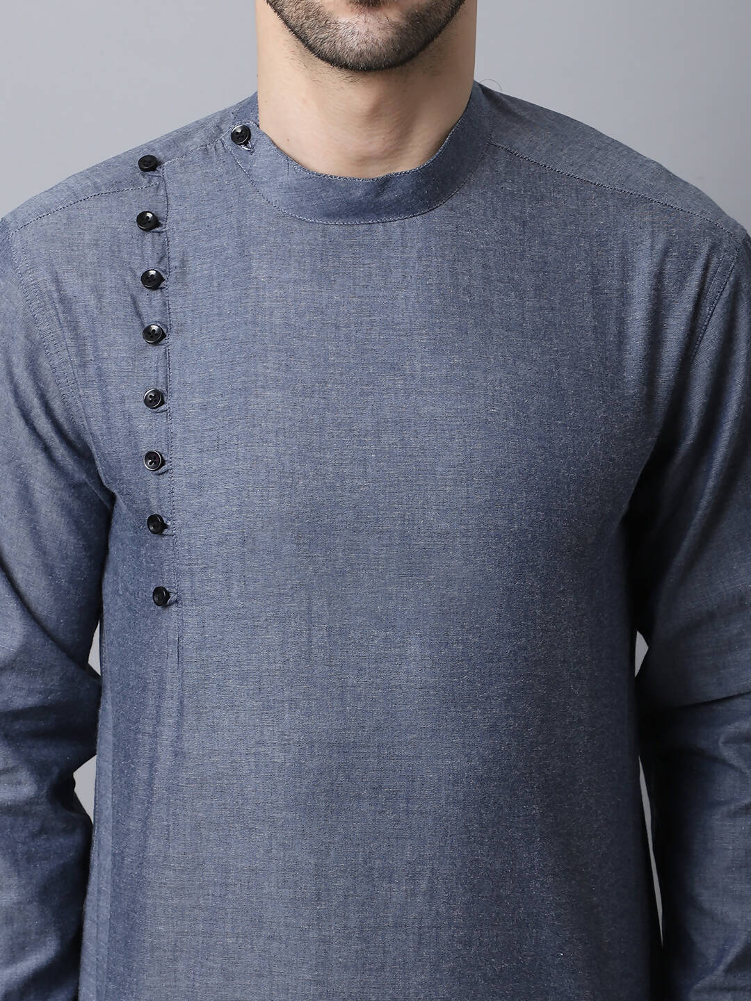 Even Apparels Grey Pure Cotton Men's Kurta With Side Placket | Swadesiicart