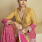 Lorenvalley Fashion Yellow and Pink Chinon Embroidery With Sequince Work Salwar Kameez Stitched | Swadesiicart