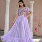 Jyoti Fashion Women's Purple Sequins Thread Embroidery Faux Georgette Anarkali Dress | Swadesiicart