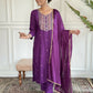 Purple Rayon Slub Stitched Suit With Dupatta - Tanisha | Swadesiicart