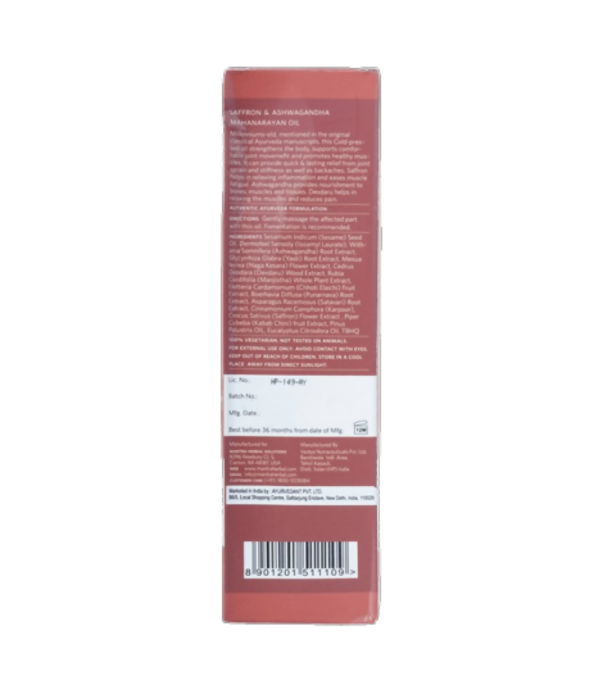 Mantra Herbal Saffron & Ashwagandha Mahanarayan Oil - Swadesiicart