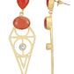 Joban Fashion Women Red Stone Matte Gold Earrings | Swadesiicart