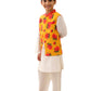 Lil Drama Genda Phool White Kurta and Pant with Mustard Jacket Set for Boys | Swadesiicart