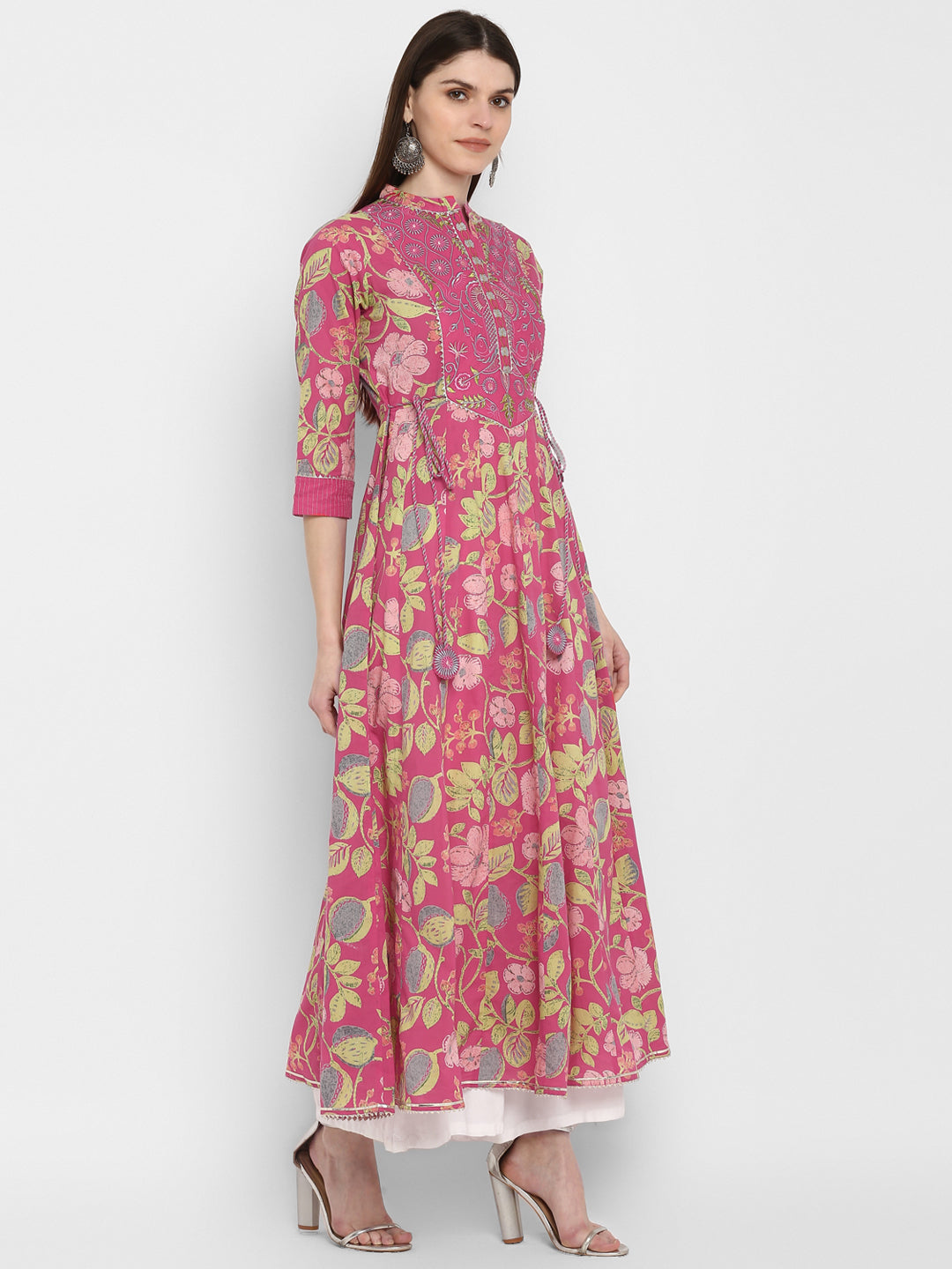 NOZ2TOZ Women's Printed Anarkali Coral Kurta- (1pc set) - Swadesiicart