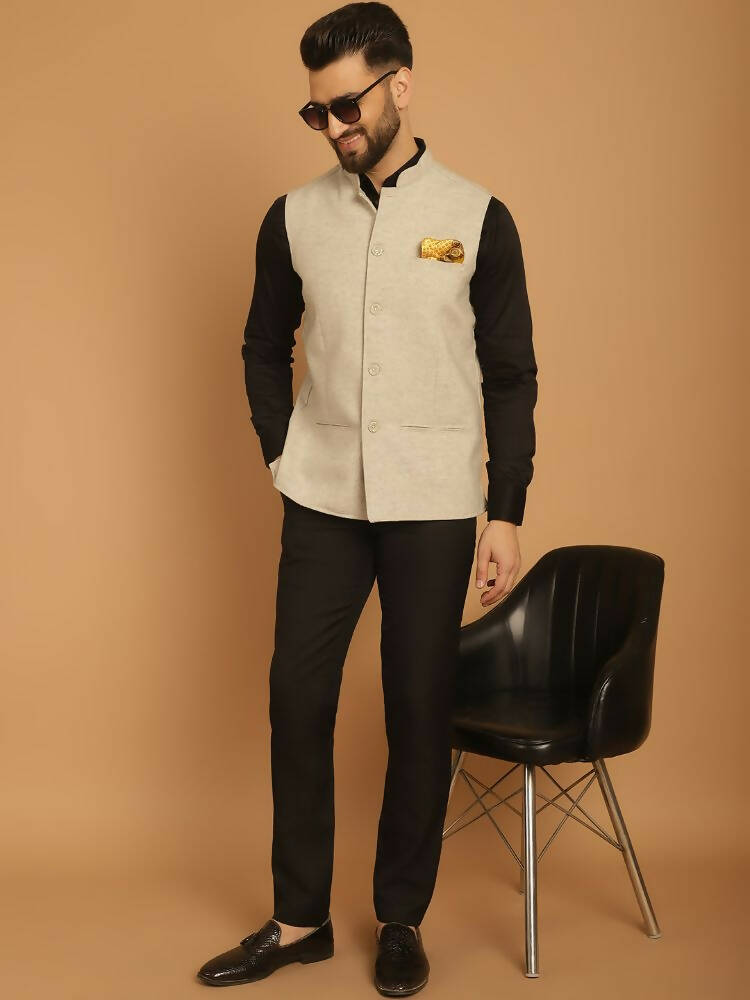 Even Apparels Pure Wool Nehru Jacket - Off White | Swadesiicart