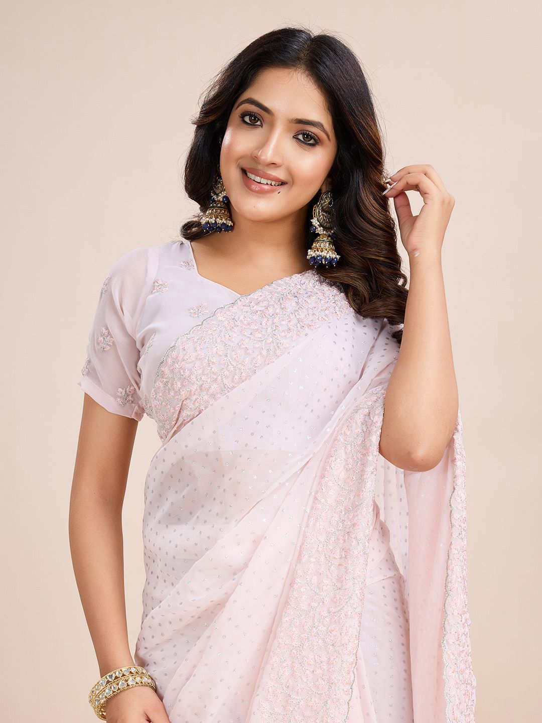 kasee Embellished Poly Georgette Ready to Wear Saree | Swadesiicart