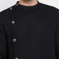 Even Apparels Black Pure Cotton Men's Sherwani Kurta With Asymetrical Cut | Swadesiicart