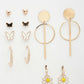 NVR Women's Set of 6 Rose Gold-Polished Contemporary Drop Earrings | Swadesiicart
