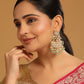 Nuyug 22K Gold-Plated Kundan & Pearl Studded Crescent Shaped Green Beads Chandbalis | Swadesiicart