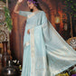 Shree Shyam Fashion Organza Sky Blue Saree