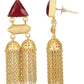 Joban Fashion Women Red Stone Matte Gold Jhumka | Swadesiicart