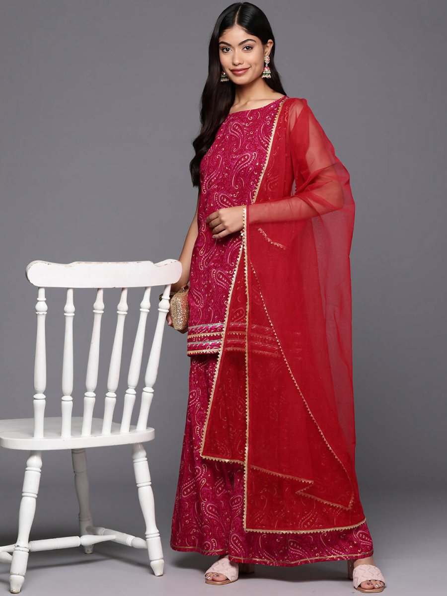 Ahalyaa Women's Traditional wear Kurta Set - Red | Swadesiicart