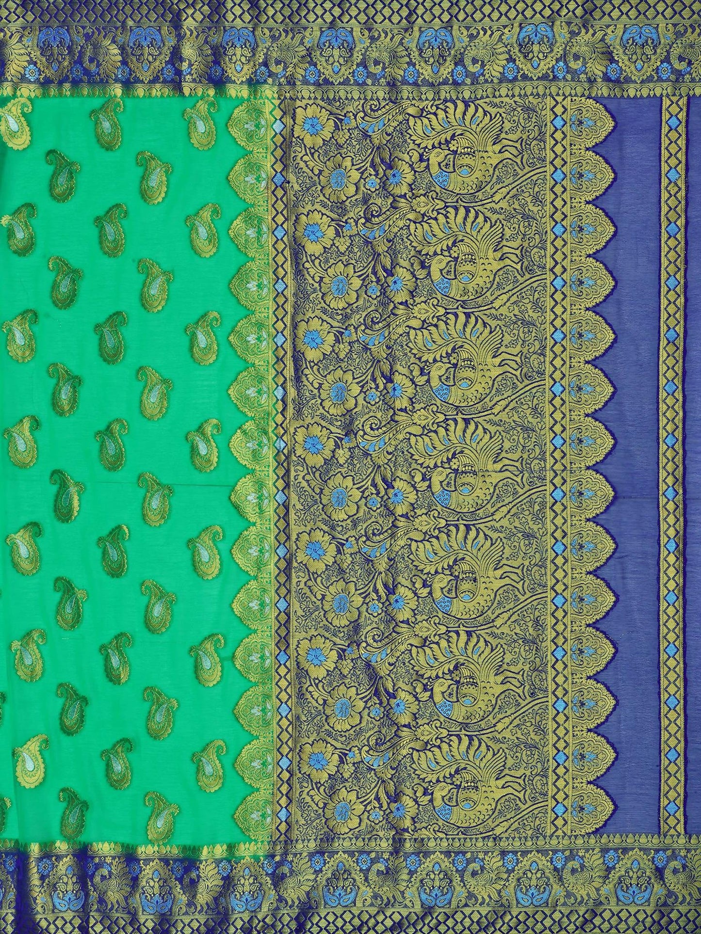 Mimosa Women's Green Banarasi Chiffon Saree | Swadesiicart