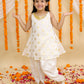 Lil Drama Mishti Off White Kurta and Dhoti Set For Girls | Swadesiicart