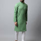 Even Apparels Green Color Pure Cotton Men's Kurta With Band Collar (SLD073) | Swadesiicart