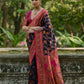Vishnu Weaves Women's Navy-Blue Pashmina Silk Thread Woven Saree with Blouse - Swadesiicart