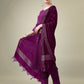 Jyoti Fashion Women's Purple Cotton Blend Embroidery & Sequence work Kurta with Trouser & Dupatta | Swadesiicart