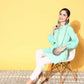 Ahalyaa Women Mint Green Pure Cotton Silver Print Tunic | Swadesiicart