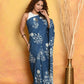 Very Much Indian Handblock Printed Cotton Saree With Natural Dyes - Cerulean Blue | Swadesiicart