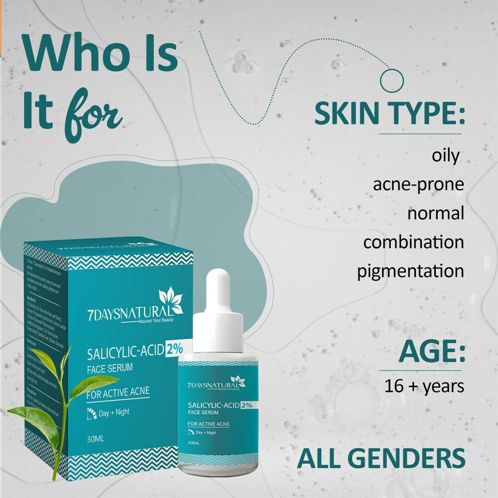 7 Days 2% Salicylic Acid Serum for Acne, Blackheads & Whiteheads Removal - Swadesiicart