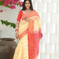 Beatitude Yellow Slub Cotton Floral Jamdani Saree