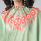 Vastranavya Mint Green & Coral Mandala Print Free Hand Ready to Wear Saree | Swadesiicart
