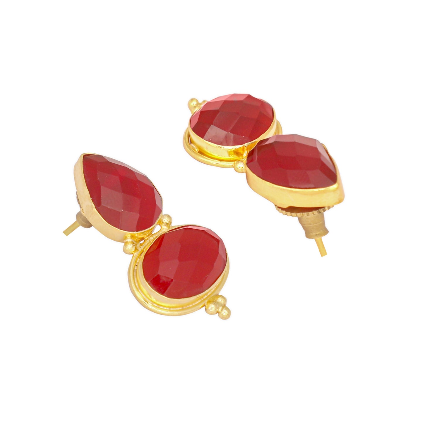 Nuyug 22K Gold Plated Red Embrace Earrings | Swadesiicart