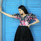 Jyoti Fashion Women's Black Floral Digital Printed Chinon Anarkali Dress | Swadesiicart