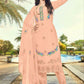 Jyoti Fashion Women's Peach Faux Georgette Heavy Embroidery and Moti Work Kurta Set | Swadesiicart
