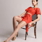 Zaccai Women's Rust Poplin Solid Co-Ords - Swadesiicart