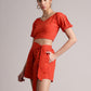 Zaccai Women's Rust Poplin Solid Co-Ords - Swadesiicart