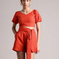 Zaccai Women's Rust Poplin Solid Co-Ords - Swadesiicart